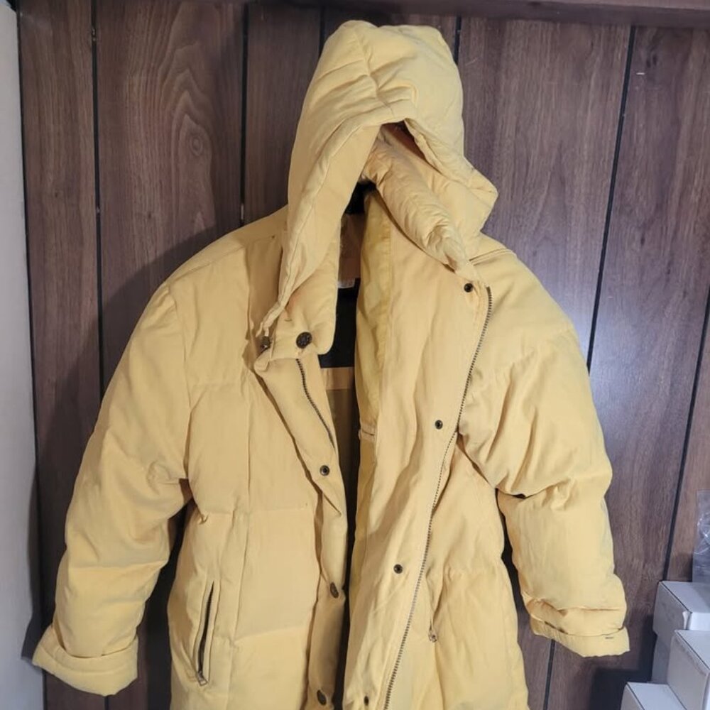 Women Yellow Winter Jacket Size Large Duvet Down